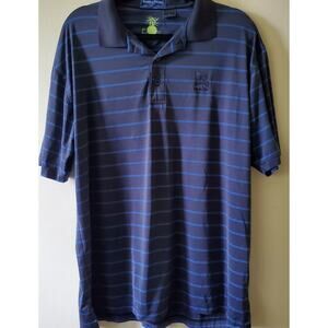 Smith & Tweed Eco Tec Blue Stripe Golf Polo Shirt Size L Dartmouth Allendale CC